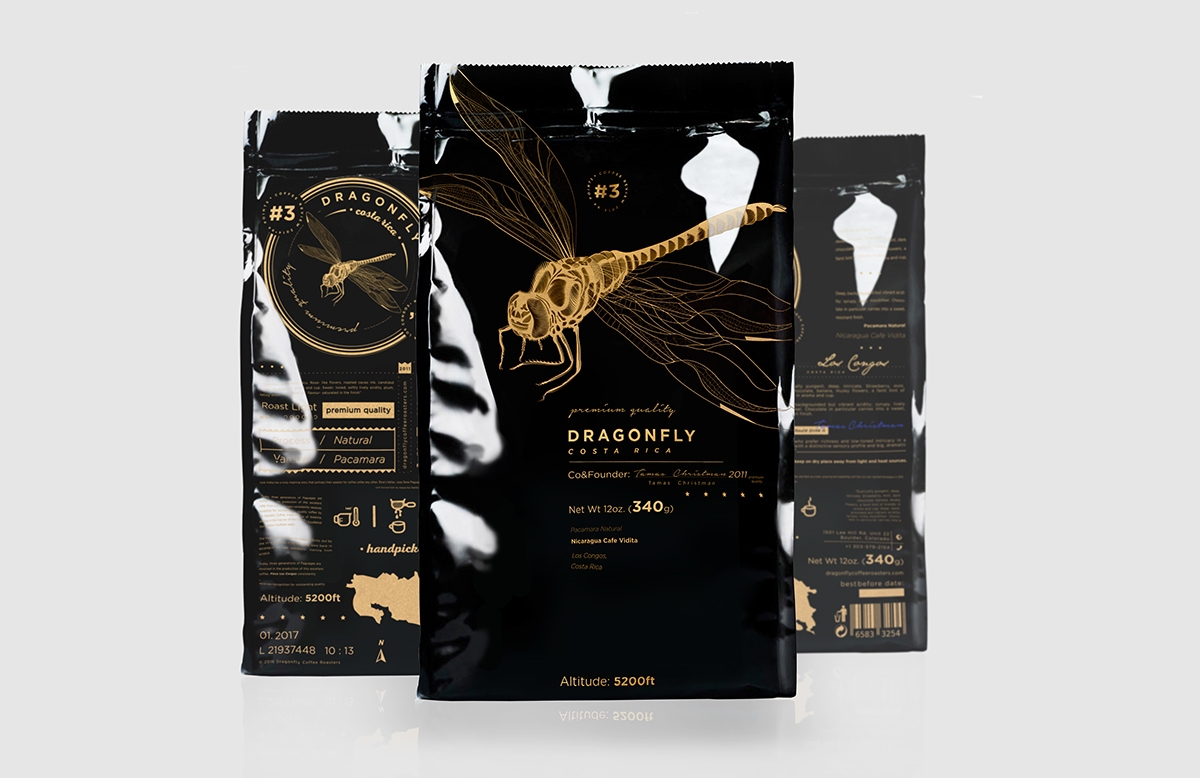 大自然的奇跡，蜻蜓主題的咖啡品牌包裝設計